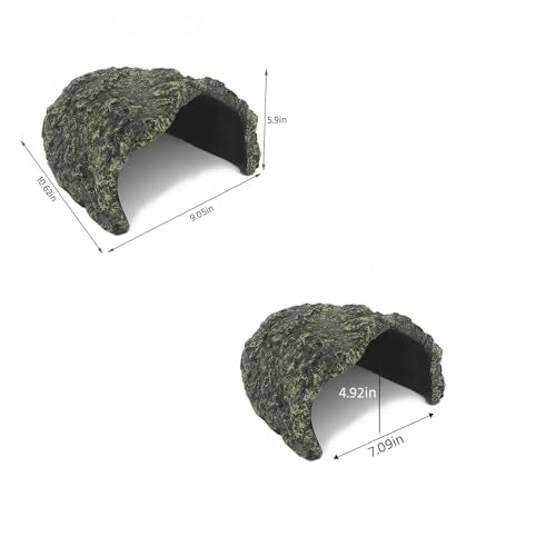 Large Rock Cave Hideout for Reptiles & Amphibians - Ideal for Bearded Dragons, Turtles, Snakes, Lizards, Geckos, Tortoises & Small Pets - Terrarium & Aquarium Decor, Safe Reptile Habitat