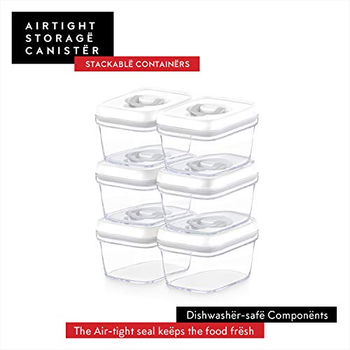 DWËLLZA KITCHEN Airtight Food Storage Containers with White Lids – 0.4L 6 Pc Clear Plastic Kitchen canisters Pantry Organization for Spices, Candy, Nuts, BPA-Free, Keeps Food Fresh & Dry - color: 05 - 0.4 liter (Set of 6)