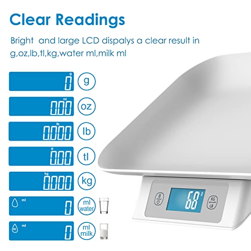 Digital Pet Scale for Small Adult Cats and Animals, Measuring Range 0.1oz-33lbs, Accuracy 1g/0.035oz, Units g/kg/lb/oz/tl/ml, Suitable for Kittens, Puppies, Snakes,and Small Dog (Grey) - color: grey