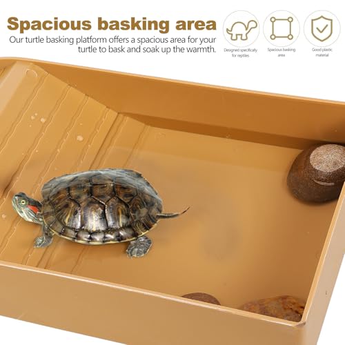 Beaupretty Large Reptile Bathing Bowl with Gentle Ramp for Tortoises and Lizards Spacious Turtle Dish and Soaking Pool Sturdy Reptile Tank Accessory for Easy Climbing and Cleaning