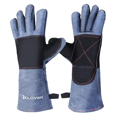 IC ICLOVER Animal Handling Gloves, Snake Bite Proof Gloves, Double Leather | Cat, Dog Training, Bird, Falconry, Snake Reptile Handling, Animal Control, Reinforced Palm Padded, Anti Bite Scratch Gloves - color: M -14inch