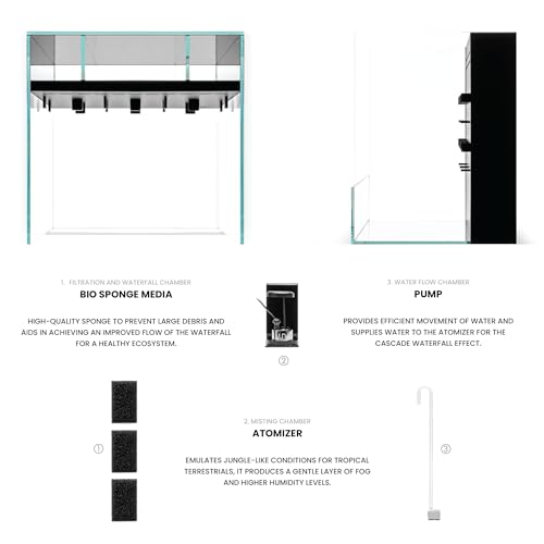 Ultum Nature Systems Foresta Integrated Paludarium Tank - All in One Aquarium w/Waterfall, Mist Maker, Water Pump, Modern Fish Tank w/Filtration for Aquatic Plants - 13.78" x 13.78" x 17.72" - 35E - size: 35E
