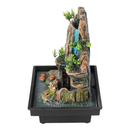 Indoor Fountain Rockery Tabletop Fountain with an Atomizer Elaxation | Water Feature Meditation Desktop Fountains for Home Office Decor or Gift 7.9''L x 7''W x 10.6''H with LED Light