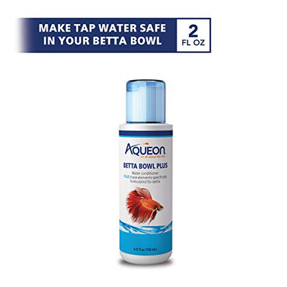 Aqueon Betta Bowl Plus Water Conditioner Neutralizes Chlorine and Ammonia for Betta Fish Tanks - 4 Ounces (Pack of 2) - size: Pack of 2