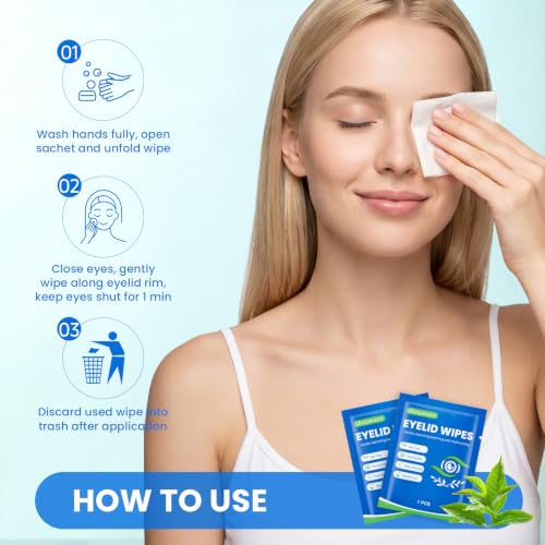 160PCS (2 Boxes) Eyelid Cleansing Wipes, Tea Tree Oil Gentle Cleansing Cloths, Gentle Daily Facial Cleansing Wipes for Sensitive Skin, Alcohol Free Moisturizing Eye Area Cleansing Wipes Bulk Pack - size: 1 Count (Pack of 160)