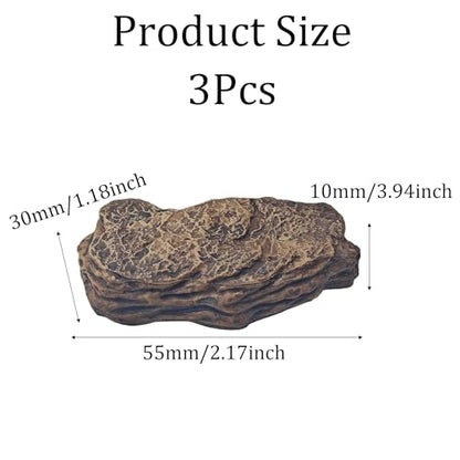 3Pcs Small Slate Rocks, Aquarium Stones, Decorative Tank Rocks for Fish, Turtle, Reptile, Bonsai, Terrarium, Landscaping, Model Scenery, Miniature Zen Garden, Easy to Clean - size: Small Slate Rocks