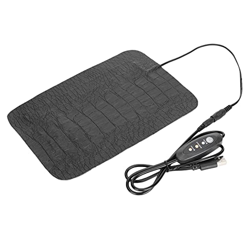 USB Reptile Heat Pad Waterproof Thermal Mat for Reptiles Pets, Under Tank Heater for Turtle Lizard, Three Level Temperature Adjustment, PU Leather - style: small /