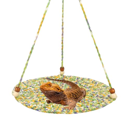 Jspupifip Reptile Hammock Bearded Dragon Accessories Hanging Hammock Green | Small Pet Habitat Shelter Cage Accessories for Chameleon Birds Rats Hamster Iguana - color: Green