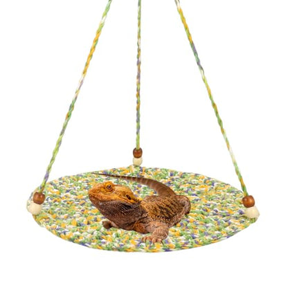 Jspupifip Reptile Hammock Bearded Dragon Accessories Hanging Hammock Green | Small Pet Habitat Shelter Cage Accessories for Chameleon Birds Rats Hamster Iguana - color: Green