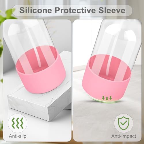 Worldgsb 2 Pack Glass Spray Bottles with Silicone Sleeve, 16 oz Empty Refillable Containers with Adjustable Spray Nozzles, Spray Bottles for Hair, Cleaning Solutions and Plants Blue&Pink - color: Blue&Pink
