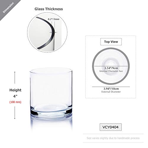 WGV Cylinder Vase, 4" W x 4" H, Floral Container, Glass Candle Holder Centerpiece Planter Terrarium for Wedding Party Event, Home Office Decor, Clear, 1 Piece - size: 4"x4"H