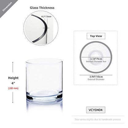WGV Cylinder Vase, 4" W x 4" H, Floral Container, Glass Candle Holder Centerpiece Planter Terrarium for Wedding Party Event, Home Office Decor, Clear, 1 Piece - size: 4"x4"H