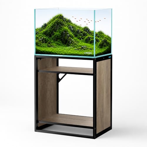 Metal Aquarium Stand for 30 Gallon Fish Tank, Beige Oak | 60x45x80cm; 3-tier metal frame, wood shelves - color: Beige Oak Wood, size: W23.6 x D17.7 x H31.5 in(60X45X80cm)