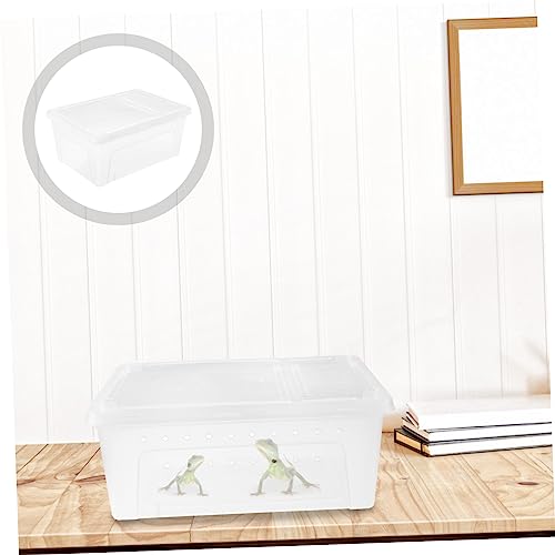 Toddmomy 1Pc Plastic Transparent Feeding Box for Reptiles Durable Container for Snakes Geckos Tortoises and Pets for Transport and Habitat White