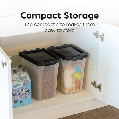 IRIS USA Dog Food Storage Container, 2-Pack, Up to 10 lbs, Black | Made in USA, Stacklable Design, Airtight Seal, BPA-Free, Bird Seed, Cat food, Treats, Multi-Pet Use - color: Black, size: 10 lbs - 2 Pack