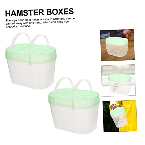 VANZACK 2pcs Small Pet Cages Hamster Traveling Cage Small Animal Carrier for Hamsters Portable Reptile Breathable Pet Travel Case - color: Green