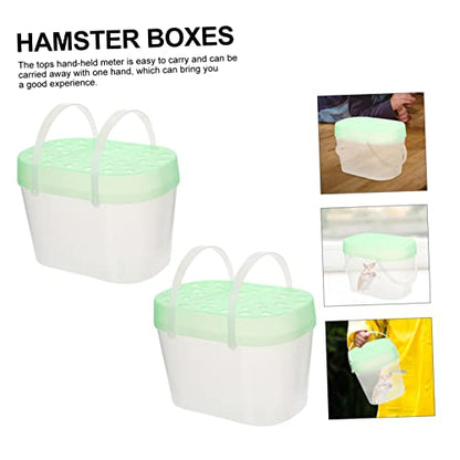 VANZACK 2pcs Small Pet Cages Hamster Traveling Cage Small Animal Carrier for Hamsters Portable Reptile Breathable Pet Travel Case - color: Green