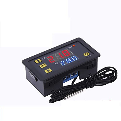 W3230 Digital LED Temperature Controller Module Digital Thermostat Switch with Waterproof Probe Programmable Heating Cooling Electronic Thermostat Range from -50℃ to 120℃ (12V 10A 120W) (2 Pieces) - style: DC 12V