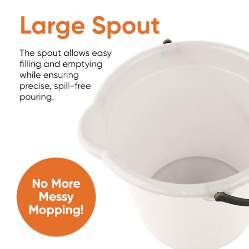 Superio 2.75 Gallon Plastic Cleaning Bucket with Large Spout, Utility Pail for Mopping, Car Wash, Fishing, Camping & Household Use, Light Grey, 6 Pack - color: Light Grey, size: 6 Pack