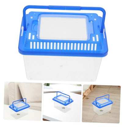 Portable Fish Tank with Lid Clear Durable Plastic Aquarium for Goldfish Turtles Reptiles Pet Habitat with Handle Versatile Transport Box for Pets