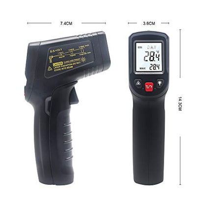 KETOTEK Infrared Thermometer Non Contact IR Digital Laser Temperature Gun -50℃～600℃ (-58℉～1112℉) Adjustable Emissivity Thermometer Gun for Cooking - color: Black