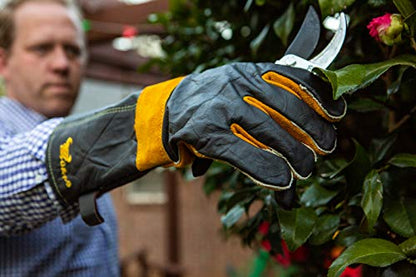 G & F Products Leather Heat-Resistant BBQ Gloves, Kevlar Stitch, 1 Size - style: Grain Finish Back/Suede Finish Palm.
