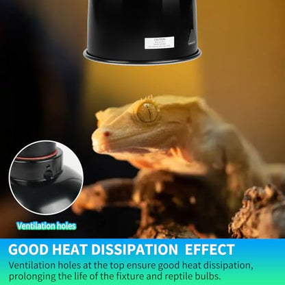 LUCKY HERP Reptile Light Fixture with Dimming Thermostat & Timer, Aluminum 5.5inch Deep Dome Reptile Lamp Fixture, Heat Lamp Fixture for Reptile Bulb Basking Heat Bulb, Max 100W - size: 5.5 Inch