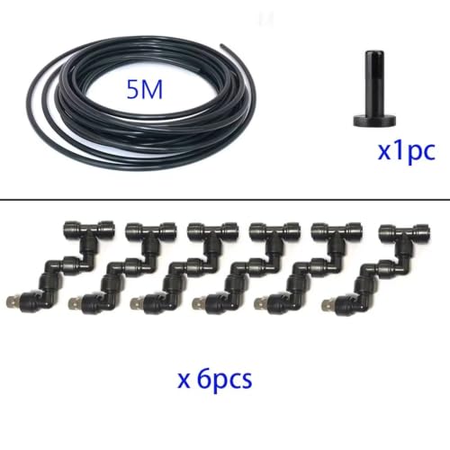 360 Adjustable Universal Spray Misting Nozzle Kit with 5M Hose for Garden Greenhouse Irrigation System Aquarium Reptile Humidity(5M 6 Foggers) - color: 5M 6 Foggers