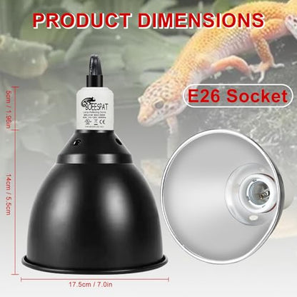 Large Caliber Reptile Lamp Cover Dome Supports Up to 250W, Diameter 7.0 Inch Heat Lamp/Light Fixture Dome Fit for E26 UVA/UVB Basking Bulbs, Perfectly Fit 250 watts Ceramic Heat Lamp - style: Cone Dome (Max 250W)