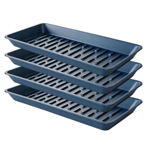 4 Pack Rectangular Plant Saucer 16 Inch, Heavy Duty Plastic Drip Trays for Pots, Windowsill Planter, Indoor Outdoor, 7.0 x 16.1 Inches, Blue - color: Blue, size: 16.1" x 7" x 1.3" (4pack)