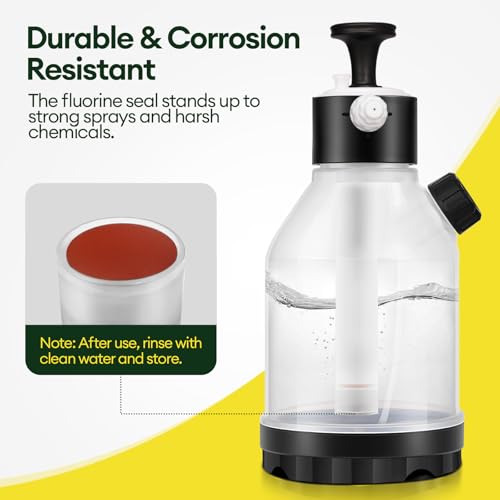 MAYGROVE 50oz Pump Sprayer, Hand Water Spray Bottle | Clear Plant Sprayer with Side Filling Port, Measuring Cup, Adjustable Nozzles, Safe Pressure Relief Valve for Indoor Plant