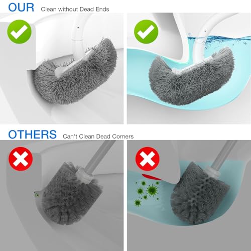 Toilet Bowl Brush and Holder, OSCIOSS Toilet Brush Set with Ergonomic Design, Compact Size, Durable Bristles, RV Toilet Brushes & Holders for Dead Corner Clean (White, 1pack) - color: White, size: 1 Pack