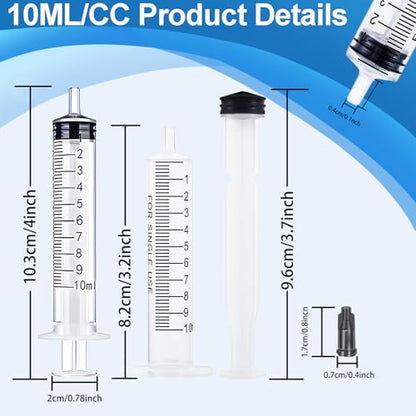 10ml Syringe with Measurement for Scientific Labs, Feeding Pets, Refilling and Measuring Liquids,Dispensing,with Cap (5PCS, 10ml) - size: 5PCS-10ml