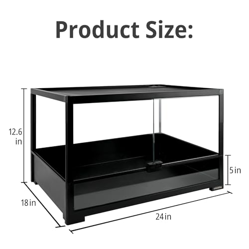 23 Gallon Reptile Terrarium Glass Tank 24"*18"*12.6" Knock-Down Cage Enclosure with Double Front Openning Door and Top Screen Ventilation for Bearded Dragon,Tortoise,Gecko,Lizards,Snake