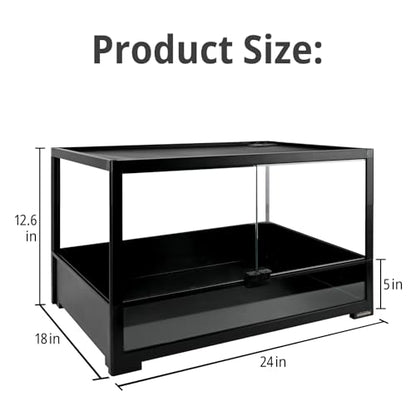 23 Gallon Reptile Terrarium Glass Tank 24"*18"*12.6" Knock-Down Cage Enclosure with Double Front Openning Door and Top Screen Ventilation for Bearded Dragon,Tortoise,Gecko,Lizards,Snake