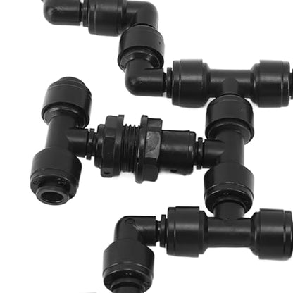 4 Head 360° Adjustable Reptile Fogger Nozzle Fine Atomization Misting System for Terrarium Vivarium Plant Humidifier 0.35in Clamping Black ABS