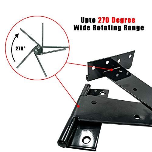 HLMOptimo Heavy Duty T Hinge Tee T Strap Shed Gate Barn Fence Door Hinge Wrought Rustproof All Size Black (4 pcs, 12 inch) - size: 12 Inch, style: 4 pcs