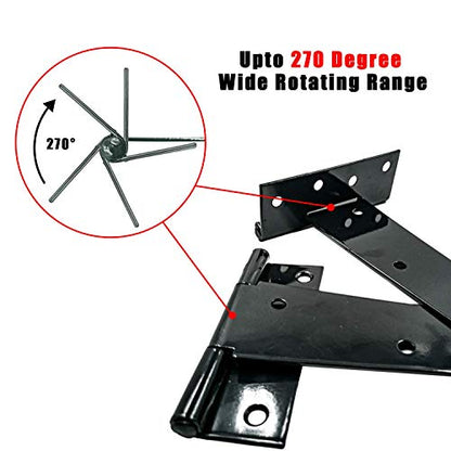 HLMOptimo Heavy Duty T Hinge Tee T Strap Shed Gate Barn Fence Door Hinge Wrought Rustproof All Size Black (4 pcs, 6 inch) - size: 6 Inch, style: 4 pcs
