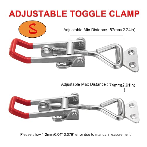 2PC 304 Stainless Steel Adjustable Lever Handle Lock Hasp Cabinet Box Latches Quick Release Toggle Latch Clamp Clasp Toolbox Case Hasp Hardware With Screws (Small) - size: Small
