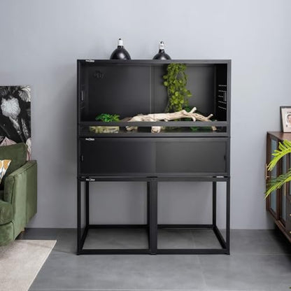 Reptile Enclosure Stand Bundle: Elevate Your Habitat - Includes Stand and Extra Enclosure for a Complete Elevated Setup 44 inches Width(Black) - color: Black, size: M-44''-Stand with enclosure