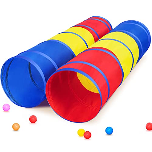 PigPigPen Kids Tunnel for Toddlers,Pop Up Play Tunnel Tent for Babies or Dogs, Indoor & Outdoor Toys for Kids Backyard Playset (Classic 2 Pack Tunnels) - style: Classic 2 pack tunnels