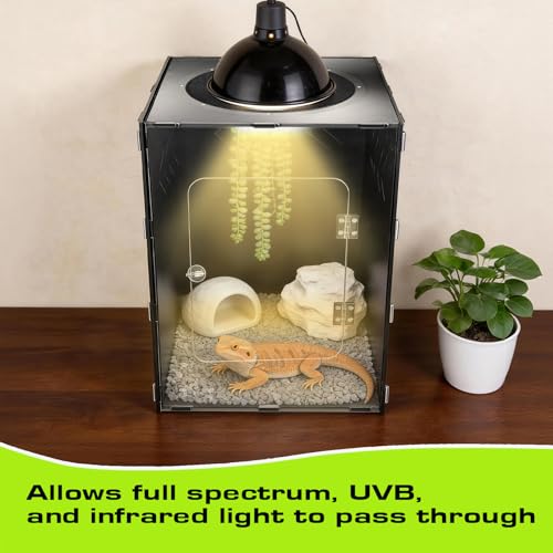 Reptile Tank Enclosure, Reptile Terrarium Acrylic Front Opening with Metal Translucent Mesh Top for Crested Gecko Lizards, Snakes, Chameleon (25Gallon) - color: 25Gallon