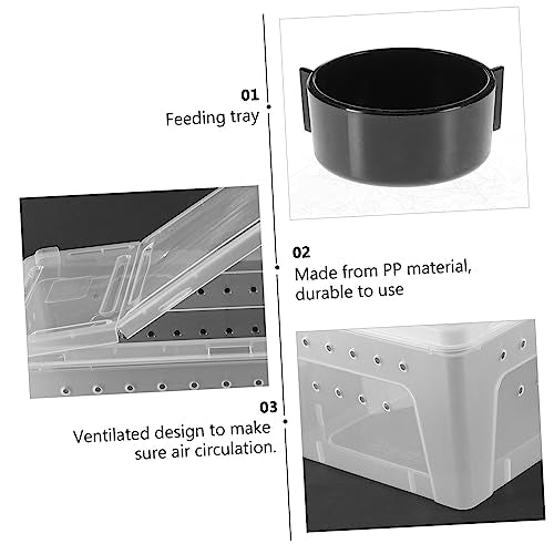 Toddmomy 1Pc Plastic Transparent Feeding Box for Reptiles Durable Container for Snakes Geckos Tortoises and Pets for Transport and Habitat White