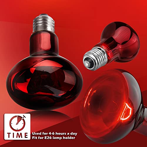 2 Pack 50w Reptile Heat Lamp Bulb Infrared Basking Spot Heat Lamp for Reptiles & Bearded Dragon Amphibian, Chicks, Dog Heating Use with Stick-on Digital Temperature Thermometer - style: 50W(2 Pack)