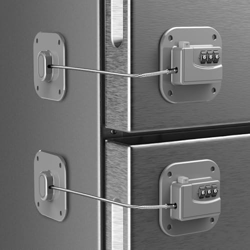 Refrigerator Lock, Combination Lock for Refrigerator Cabinets, Drawers, Heavy Duty Fridge Lock, Easy Install No Keys Needed (Gray-2Pack) - color: Grey-2Pack