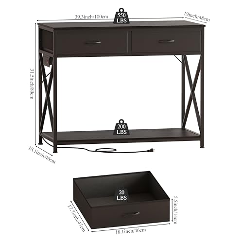 40-50 Gallon Fish Tank Stand，Aquarium Holder with Power Outlet and 2 Drawers，Heavy Duty Breeder Turtle Terrarium Stand Suitable for Turtle Tank, Reptile Terrarium, for Home Office (Black) | 40 Gallon Fish Tank Stand with Strudy Steel Frame,Heavy Duty Terr
