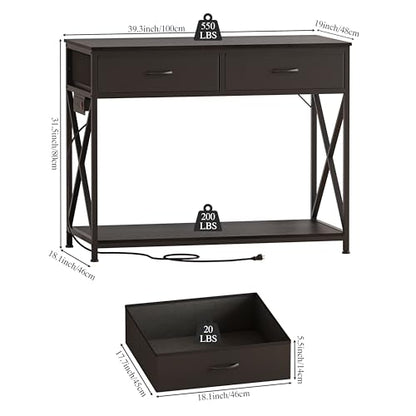 40-50 Gallon Fish Tank Stand，Aquarium Holder with Power Outlet and 2 Drawers，Heavy Duty Breeder Turtle Terrarium Stand Suitable for Turtle Tank, Reptile Terrarium, for Home Office (Black) | 40 Gallon Fish Tank Stand with Strudy Steel Frame,Heavy Duty Terr