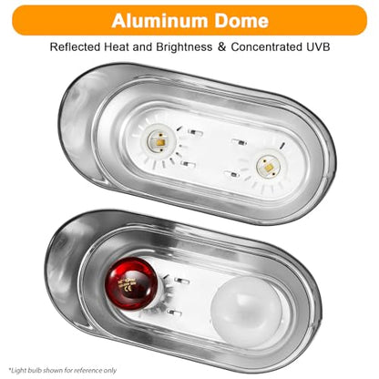 Dual Reptile Light Fixture with Timer & PID Dimming Thermostat, Day-Night Heat & Light Cycle, Heat Lamp for Bearded Dragons Terrariums, Max 160W Per Socket (No Bulbs) - size: Heat Lamp+Thermostat