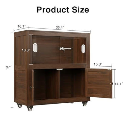 Reptile Terrarium with Stand, 40 Gallon Reptile Tank with Large Storage Cabinet and Ventilated Metal Mesh Top, Walnut - color: Walnut