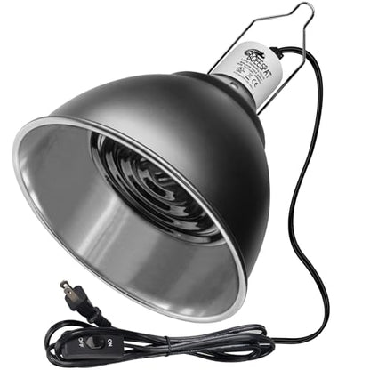 Large Caliber Reptile Lamp Cover Dome Supports Up to 250W, Diameter 7.0 Inch Heat Lamp/Light Fixture Dome Fit for E26 UVA/UVB Basking Bulbs, Perfectly Fit 250 watts Ceramic Heat Lamp - style: Cone Dome (Max 250W)